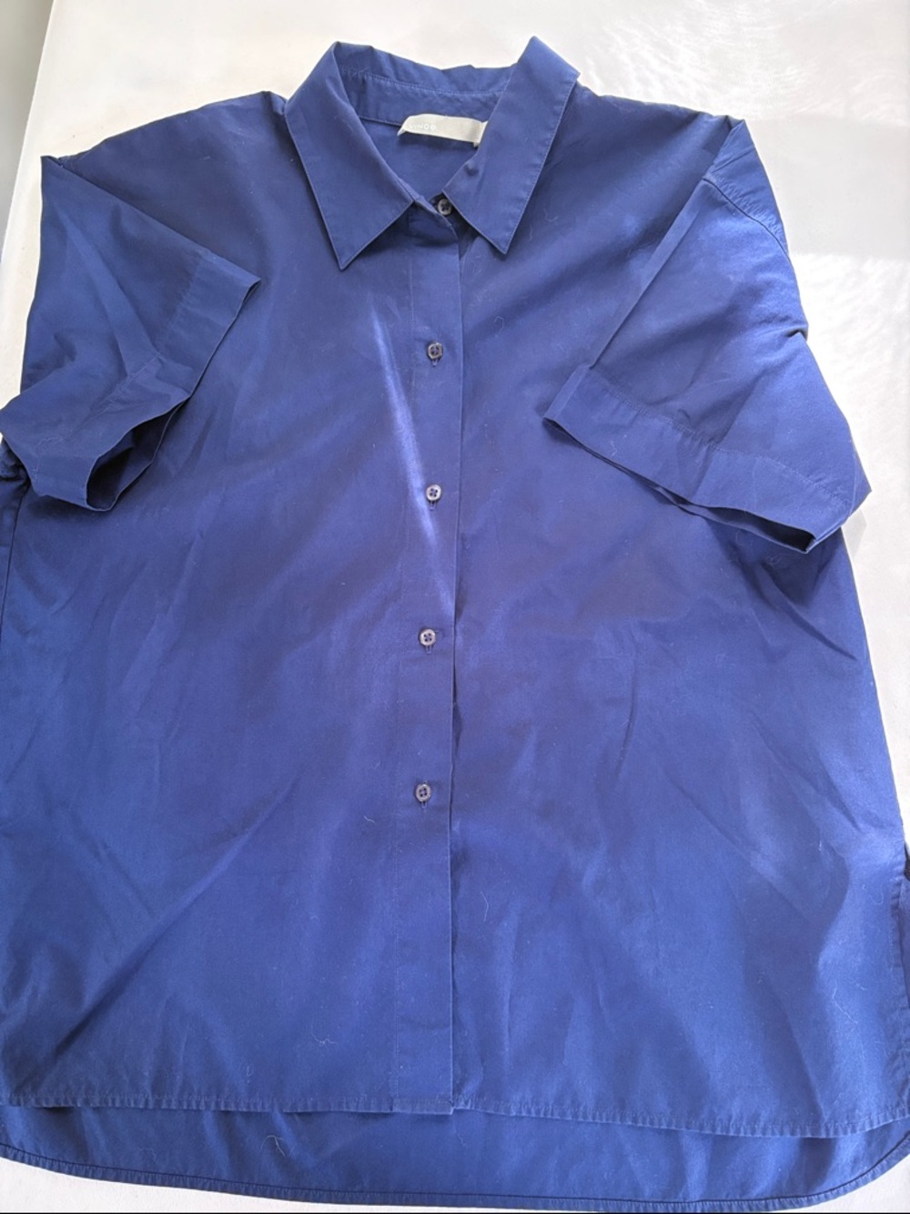 Vince 100% Cotton Navy Short-sleeved Button Down Size L